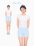 Acqua Épure｜Blue Plaid Cycling Shorts Women’s Pocket Yoga & Tennis Active Shorts