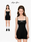 Acqua Épure｜Black Bow Tennis Dress Women’s Built-In Bra Ballet-Inspired Active Dress Acqua Épure