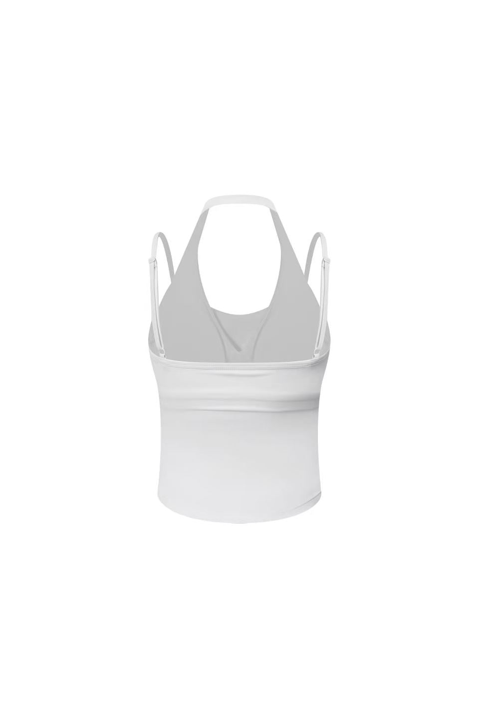 Acqua Épure｜White Halter Neck Layered Sports Tank Top with Removable Pads