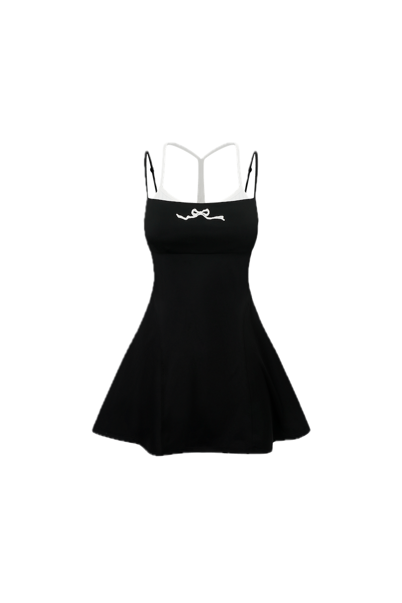 Acqua Épure｜Black Bow Tennis Dress Women’s Built-In Bra Ballet-Inspired Active Dress Acqua Épure